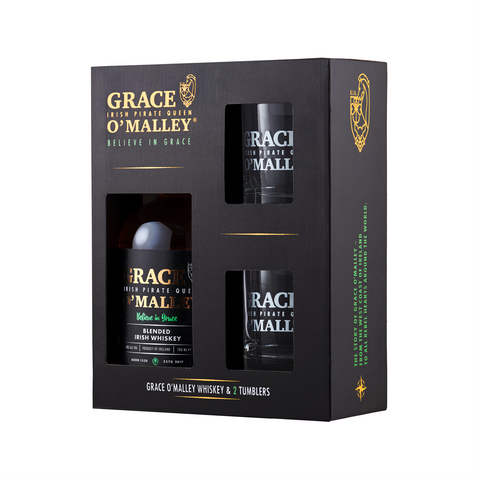 GRACE O MALLEY WHISKY  WITH 2 TUMBLER GLASSES 40%